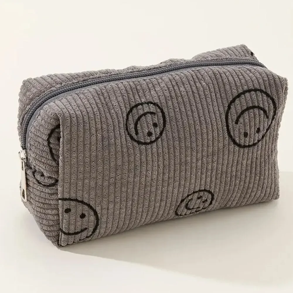 Smiley Face Corduroy Makeup Bags